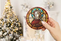 round signs, clip art, mug holder, christmas tree decorations, gift tags, mug sublimations, religious, Christian, catholic, angels, vintage, stain glass, Europe, medieval, Holy Virgin Mary