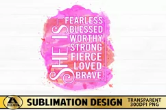 Sublimation PNG Christian Quote PNG She is Strong Blessed Product Image 4