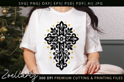 Floral Cross SVG Cut File Jesus Christian T-shirt Mug Design Product Image 1