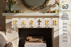 Christian Tiered Tray Decor Laser Cut. Easter Banner SVG Product Image 1