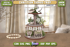 Christian Tiered Tray Laser Cut | Round Stand with Elements Product Image 1