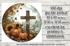 Wooden Cross Wind Spinner, Christian Round Design, Fall, d1 Product Image 2
