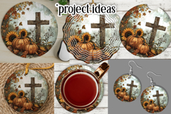 Wooden Cross Wind Spinner, Christian Round Design, Fall, d1 Product Image 3