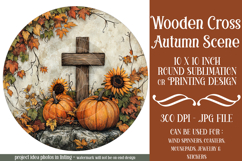 Wooden Cross Wind Spinner, Christian Round Design, Fall, d10 Product Image 1