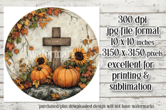 Wooden Cross Wind Spinner, Christian Round Design, Fall, d10 Product Image 2