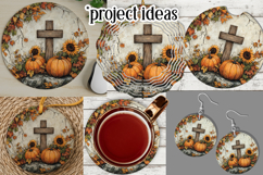 Wooden Cross Wind Spinner, Christian Round Design, Fall, d10 Product Image 3