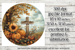 Wooden Cross Wind Spinner, Christian Round Design, Fall, d11 Product Image 2