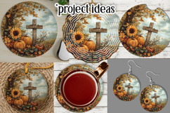 Wooden Cross Wind Spinner, Christian Round Design, Fall, d11 Product Image 3