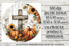 Wooden Cross Wind Spinner, Christian Round Design, Fall, d12 Product Image 2