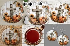 Wooden Cross Wind Spinner, Christian Round Design, Fall, d12 Product Image 3