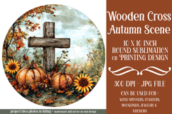 Wooden Cross Wind Spinner, Christian Round Design, Fall, d13 Product Image 1