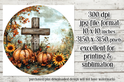Wooden Cross Wind Spinner, Christian Round Design, Fall, d13 Product Image 2