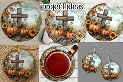 Wooden Cross Wind Spinner, Christian Round Design, Fall, d13 Product Image 3