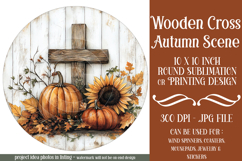 Wooden Cross Wind Spinner, Christian Round Design, Fall, d14 Product Image 1