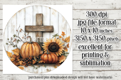 Wooden Cross Wind Spinner, Christian Round Design, Fall, d14 Product Image 2