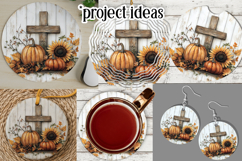 Wooden Cross Wind Spinner, Christian Round Design, Fall, d14 Product Image 3