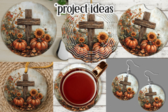 Wooden Cross Wind Spinner, Christian Round Design, Fall, d2 Product Image 3