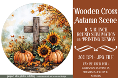 Wooden Cross Wind Spinner, Christian Round Design, Fall, d3 Product Image 1