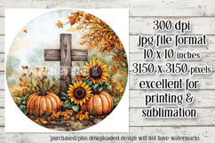 Wooden Cross Wind Spinner, Christian Round Design, Fall, d3 Product Image 2