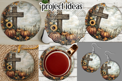 Wooden Cross Wind Spinner, Christian Round Design, Fall, d4 Product Image 3