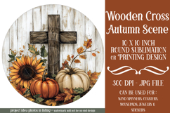 Wooden Cross Wind Spinner, Christian Round Design, Fall, d5 Product Image 1