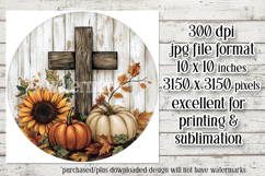 Wooden Cross Wind Spinner, Christian Round Design, Fall, d5 Product Image 2
