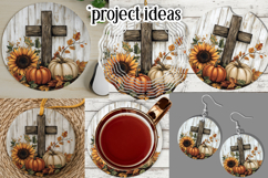 Wooden Cross Wind Spinner, Christian Round Design, Fall, d5 Product Image 3