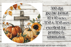 Wooden Cross Wind Spinner, Christian Round Design, Fall, d6 Product Image 2