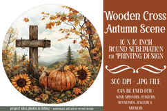Wooden Cross Wind Spinner, Christian Round Design, Fall, d7 Product Image 1