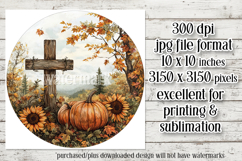Wooden Cross Wind Spinner, Christian Round Design, Fall, d7 Product Image 2