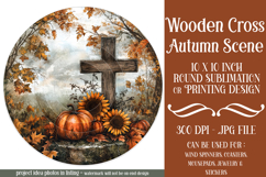 Wooden Cross Wind Spinner, Christian Round Design, Fall, d8 Product Image 1