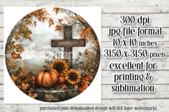 Wooden Cross Wind Spinner, Christian Round Design, Fall, d8 Product Image 2