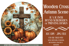 Wooden Cross Wind Spinner, Christian Round Design, Fall, d9 Product Image 1