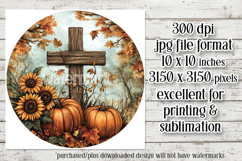 Wooden Cross Wind Spinner, Christian Round Design, Fall, d9 Product Image 2