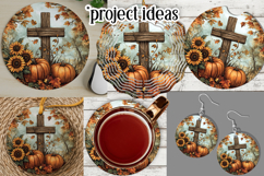 Wooden Cross Wind Spinner, Christian Round Design, Fall, d9 Product Image 3