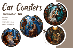 Nativity Scenes Car Coasters Christmas Jesus Circle Keychain Product Image 1