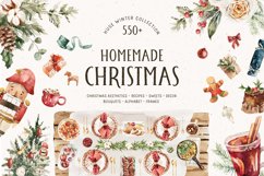 HOMEMADE CHRISTMAS Watercolor Christmas Clipart Product Image 1