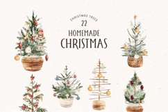 HOMEMADE CHRISTMAS Watercolor Christmas Clipart Product Image 4