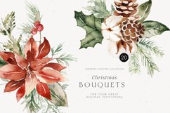 Christmas Floral Bouquets, Watercolor Winter Arrangements Product Image 1
