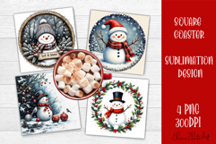 Christmas coaster Sublimation Square coaster design Snowman Product Image 1