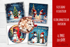 Vintage Christmas Sublimation, retro square Coaster Design Product Image 1