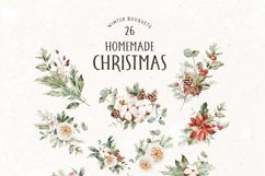 HOMEMADE CHRISTMAS Watercolor Christmas Clipart Product Image 17