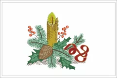 Christmas embroidery, candle and pine branch embroidery file Product Image 1