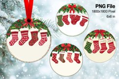 Family Christmas Ornament Stocking Design Round Watercolor 2 Product Image 1