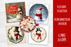 Vintage Christmas Sublimation, retro square Coaster Design Product Image 1