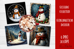 Vintage Christmas Sublimation, retro square Coaster Design Product Image 1