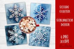 Vintage Christmas Sublimation, retro square Coaster Design Product Image 1