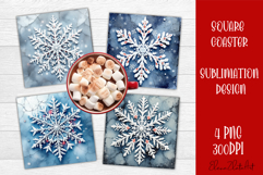 Vintage Christmas Sublimation, retro square Coaster Design Product Image 1