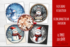 Vintage Christmas Sublimation, retro square Coaster Design Product Image 1