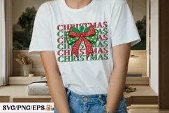 Christmas Coquette Bow SVG Retro Xmas PNG T-shirt Design Product Image 3